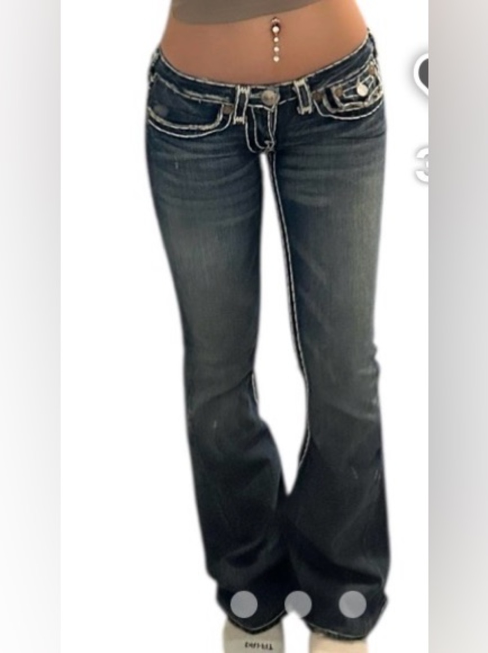 Y2K True Religion Big T Flare Bootcut Jeans | Thick Contrast Stitching